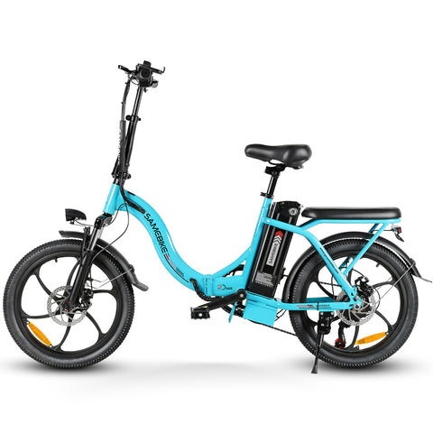 SAMEBIKE CY20-IT Bicicleta Elétrica - Motor 350W Bateria 36V13AH Autonomia 35KM Travão a Disco Mecânico - Lago Azul