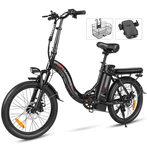 SAMEBIKE CY20 FT Bicicleta Elétrica - Motor 350W Bateria 36V13AH Autonomia 35KM Travão a Disco Mecânico - Preto