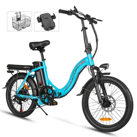 SAMEBIKE CY20 FT Bicicleta Elétrica - Motor 350W Bateria 36V13AH Autonomia 35KM Travão a Disco Mecânico - Lago Azul