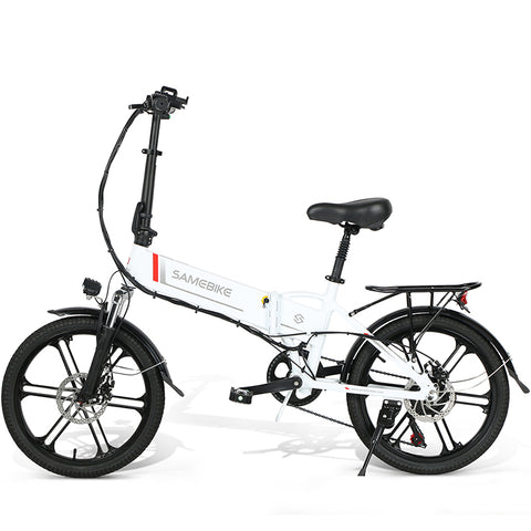 SAMEBIKE 20LVXD30-II Bicicleta Elétrica - Motor 350W Bateria 48V10AH Autonomia 40KM Travão a Disco Mecânico - Branco