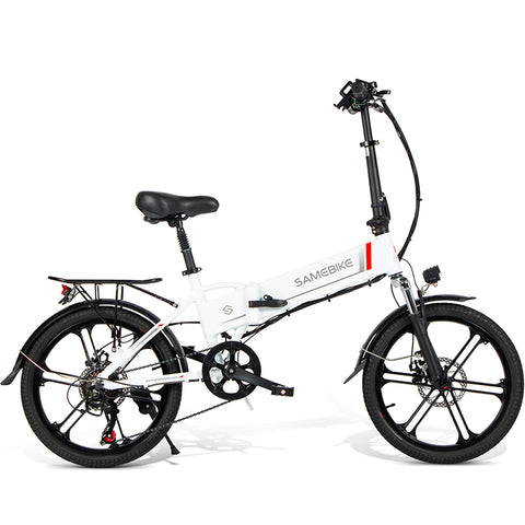 SAMEBIKE 20LVXD30-II Bicicleta Elétrica - Motor 350W Bateria 48V10AH Autonomia 40KM Travão a Disco Mecânico - Branco