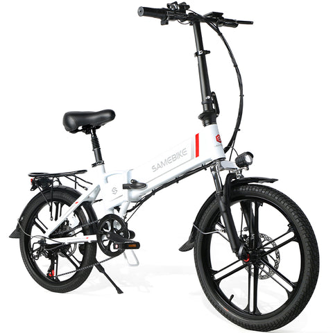 SAMEBIKE 20LVXD30-II Bicicleta Elétrica - Motor 350W Bateria 48V10AH Autonomia 40KM Travão a Disco Mecânico - Branco