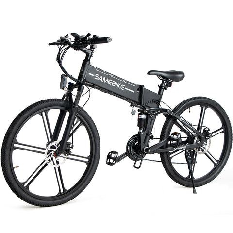 SAMEBIKE LO26-II-IT Bicicleta Elétrica - Motor 500W Bateria 48V10AH Autonomia 40KM Travão a Disco Mecânico - Preto