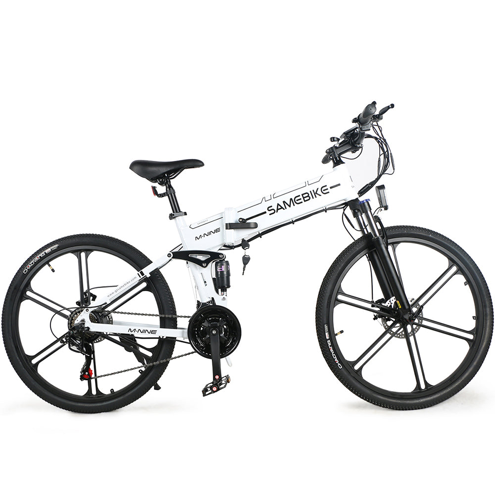 SAMEBIKE LO26-II-IT Bicicleta Elétrica - Motor 500W Bateria 48V10AH Autonomia 40KM Travão a Disco Mecânico - Branco