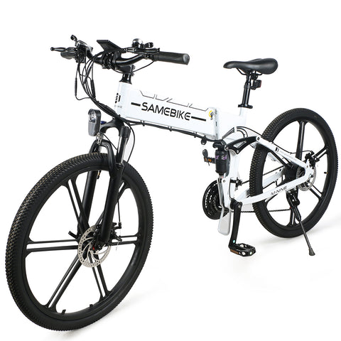 SAMEBIKE LO26-II-IT Bicicleta Elétrica - Motor 500W Bateria 48V10AH Autonomia 40KM Travão a Disco Mecânico - Branco