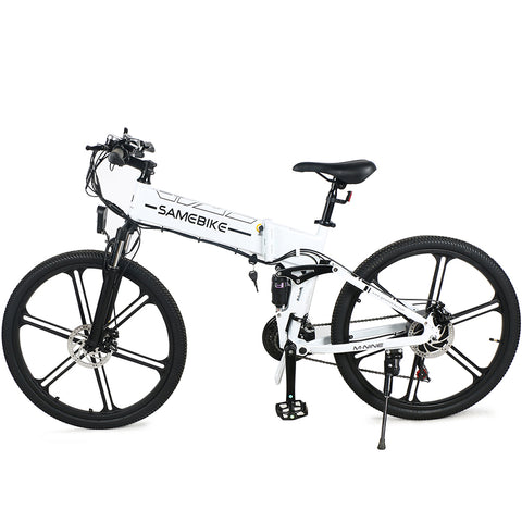 SAMEBIKE LO26-II-IT Bicicleta Elétrica - Motor 500W Bateria 48V10AH Autonomia 40KM Travão a Disco Mecânico - Branco
