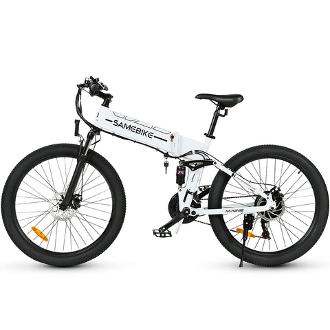 SAMEBIKE LO26-II-FT Bicicleta Elétrica - Motor 500W Bateria 48V12.5AH Autonomia 45KM Travão a Disco Mecânico - Branco