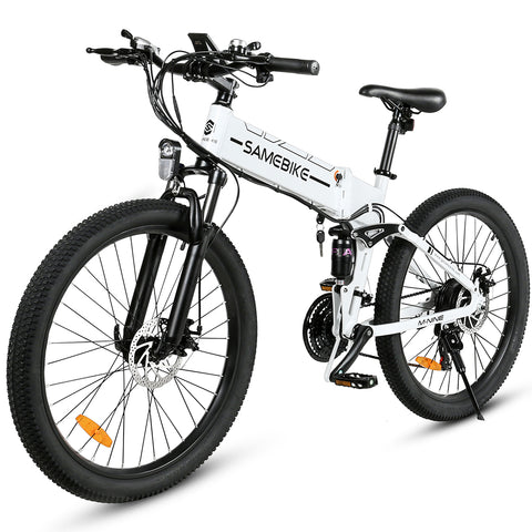 SAMEBIKE LO26-II-FT Bicicleta Elétrica - Motor 500W Bateria 48V12.5AH Autonomia 45KM Travão a Disco Mecânico - Branco