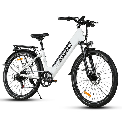 SAMEBIKE RS-A01 Pro Bicicleta Elétrica - Motor 350W Bateria 36V15AH Autonomia 40KM Travão a Disco Mecânico - Branco