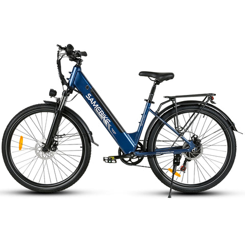 SAMEBIKE RS-A01 Pro Bicicleta Elétrica - Motor 350W Bateria 36V15AH Autonomia 40KM Travão a Disco Mecânico - Azul