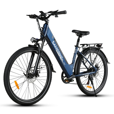 SAMEBIKE RS-A01 Pro Bicicleta Elétrica - Motor 350W Bateria 36V15AH Autonomia 40KM Travão a Disco Mecânico - Azul