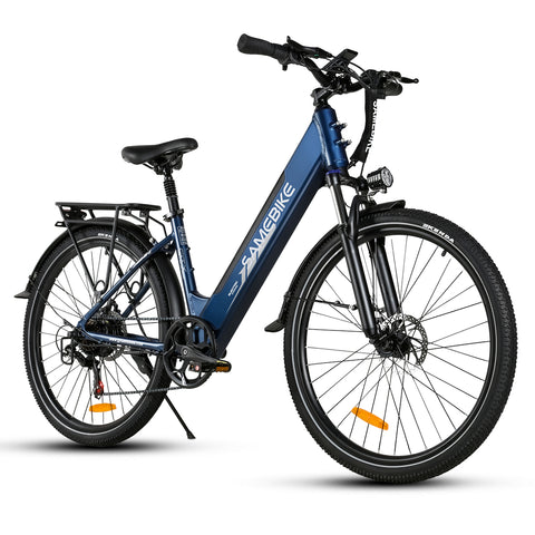 SAMEBIKE RS-A01 Pro Bicicleta Elétrica - Motor 350W Bateria 36V15AH Autonomia 40KM Travão a Disco Mecânico - Azul
