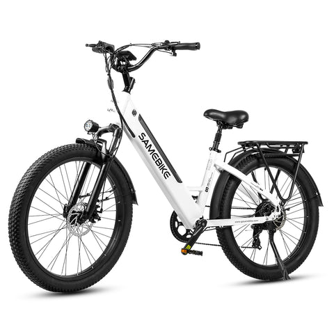 SAMEBIKE RS-A01 Bicicleta Elétrica - Motor 500W Bateria 48V14AH Autonomia 50KM Travão a Disco Mecânico - Branco