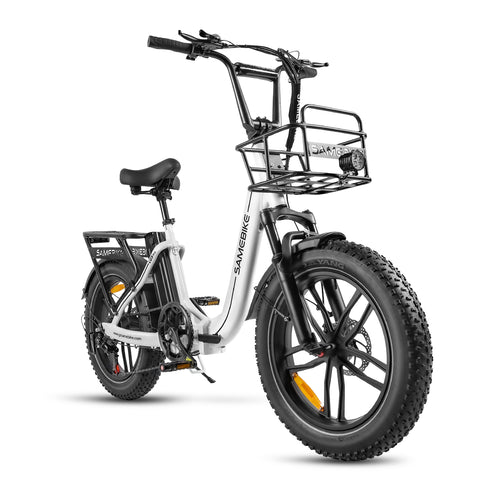 SAMEBIKE C05 Pro Bicicleta Elétrica - Motor 350W Bateria 36V13Ah Autonomia 35KM Travão a Disco Mecânico - Branco