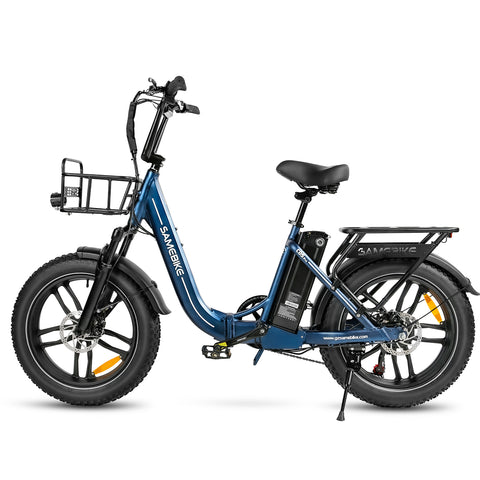 SAMEBIKE C05 Pro Bicicleta Elétrica - Motor 350W Bateria 36V13Ah Autonomia 35KM Travão a Disco Mecânico - Azul Escuro