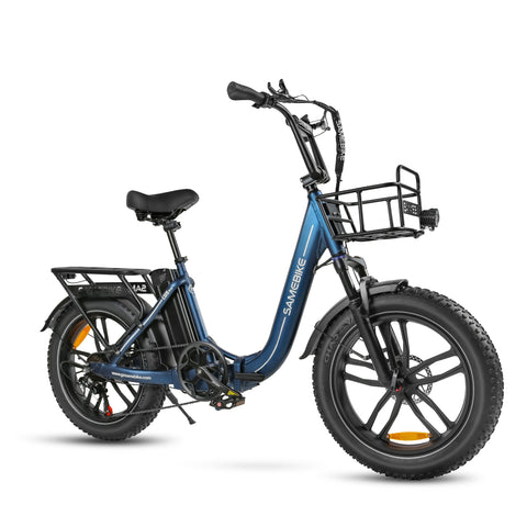 SAMEBIKE C05 Pro Bicicleta Elétrica - Motor 350W Bateria 36V13Ah Autonomia 35KM Travão a Disco Mecânico - Azul Escuro