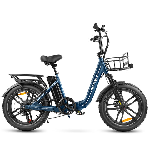 SAMEBIKE C05 Pro Bicicleta Elétrica - Motor 350W Bateria 36V13Ah Autonomia 35KM Travão a Disco Mecânico - Azul Escuro