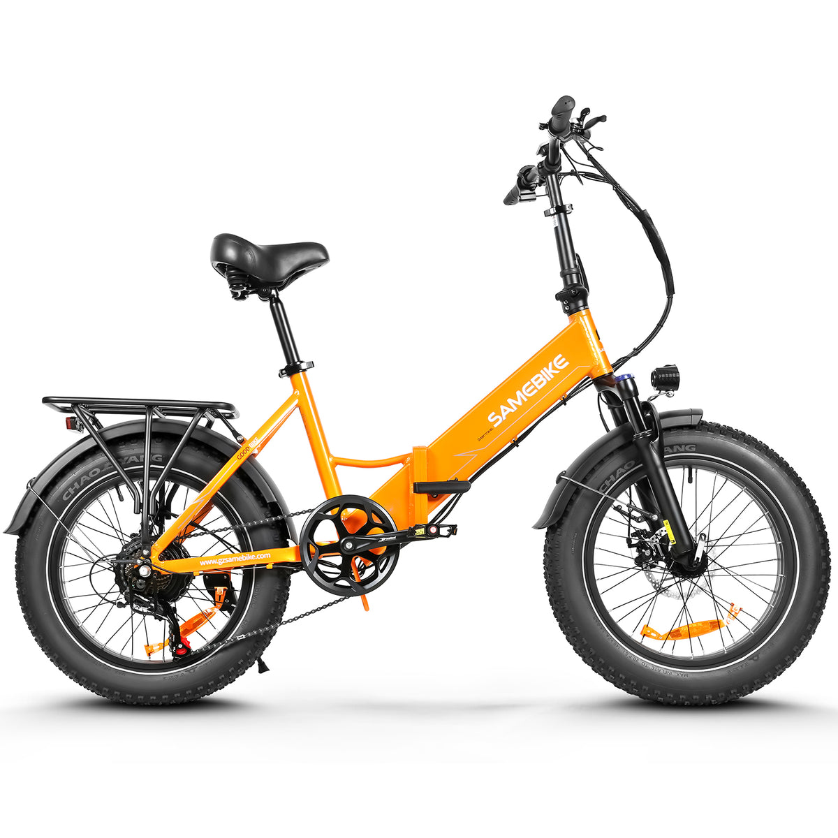 SAMEBIKE LOTDM200-II Bicicleta Elétrica - Motor 500W Bateria 48V13Ah Autonomia 40KM Travão a Disco Mecânico - Laranja