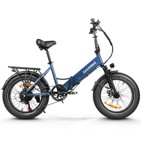 SAMEBIKE LOTDM200-II Bicicleta Elétrica - Motor 500W Bateria 48V13Ah Autonomia 40KM Travão a Disco Mecânico - Azul Escuro