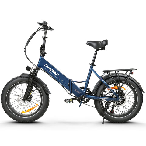 SAMEBIKE LOTDM200-II Bicicleta Elétrica - Motor 500W Bateria 48V13Ah Autonomia 40KM Travão a Disco Mecânico - Azul Escuro
