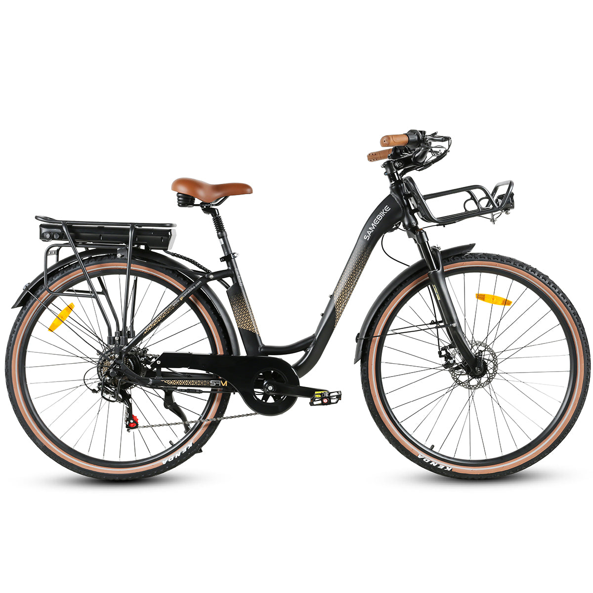 SAMEBIKE RS-A07 Bicicleta Elétrica - Motor 500W Bateria 36V13Ah Autonomia 40KM Travão a Disco Mecânico - Preto