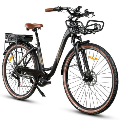 SAMEBIKE RS-A07 Bicicleta Elétrica - Motor 500W Bateria 36V13Ah Autonomia 40KM Travão a Disco Mecânico - Preto