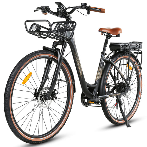 SAMEBIKE RS-A07 Bicicleta Elétrica - Motor 500W Bateria 36V13Ah Autonomia 40KM Travão a Disco Mecânico - Preto