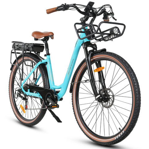 SAMEBIKE RS-A07 Bicicleta Elétrica - Motor 500W Bateria 36V13Ah Autonomia 40KM Travão a Disco Mecânico - Lago Azul