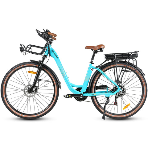 SAMEBIKE RS-A07 Bicicleta Elétrica - Motor 500W Bateria 36V13Ah Autonomia 40KM Travão a Disco Mecânico - Lago Azul
