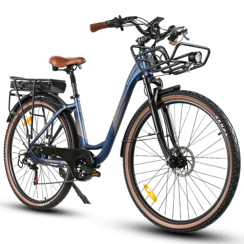 SAMEBIKE RS-A07 Bicicleta Elétrica - Motor 500W Bateria 36V13Ah Autonomia 40KM Travão a Disco Mecânico - Azul Escuro
