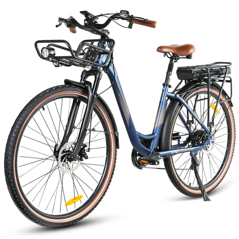 SAMEBIKE RS-A07 Bicicleta Elétrica - Motor 500W Bateria 36V13Ah Autonomia 40KM Travão a Disco Mecânico - Azul Escuro