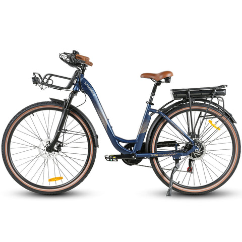 SAMEBIKE RS-A07 Bicicleta Elétrica - Motor 500W Bateria 36V13Ah Autonomia 40KM Travão a Disco Mecânico - Azul Escuro