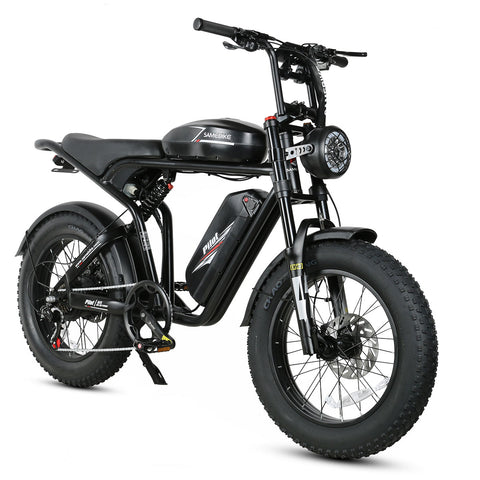 SAMEBIKE M20-II Bicicleta Elétrica - Motor 1200W Bateria Dupla 48V18AH*2 Autonomia 110KM Travão a Disco Hidráulico - Preto