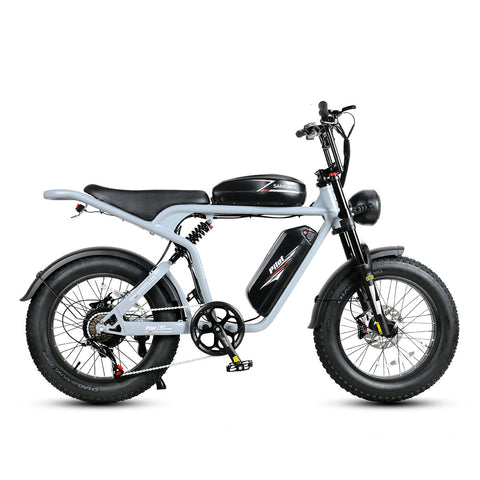 SAMEBIKE M20-II Bicicleta Elétrica - Motor 1200W Bateria Dupla 48V18AH*2 Autonomia 110KM Travão a Disco Hidráulico - Cinza Prateado
