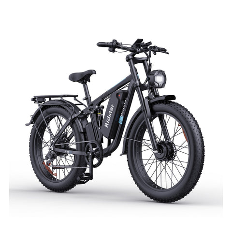 Ridstar E26 Pro Bicicleta Elétrica - Motor Duplo 500W *2 Bateria 48V23Ah Pneus 26 Polegadas Travão de Disco com óleo Hidráulico - Preto