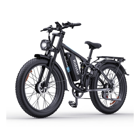 Ridstar E26 Pro Bicicleta Elétrica - Motor Duplo 500W *2 Bateria 48V23Ah Pneus 26 Polegadas Travão de Disco com óleo Hidráulico - Preto