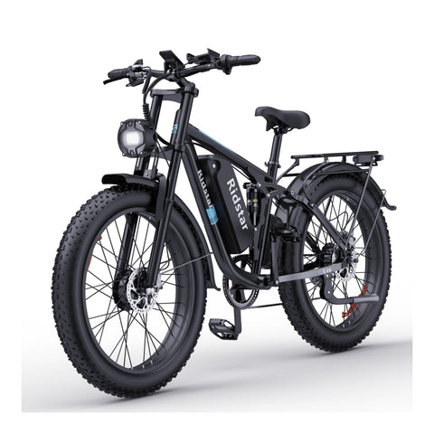 Ridstar E26 Pro Bicicleta Elétrica - Motor Duplo 500W *2 Bateria 48V23Ah Pneus 26 Polegadas Travão de Disco com óleo Hidráulico - Preto