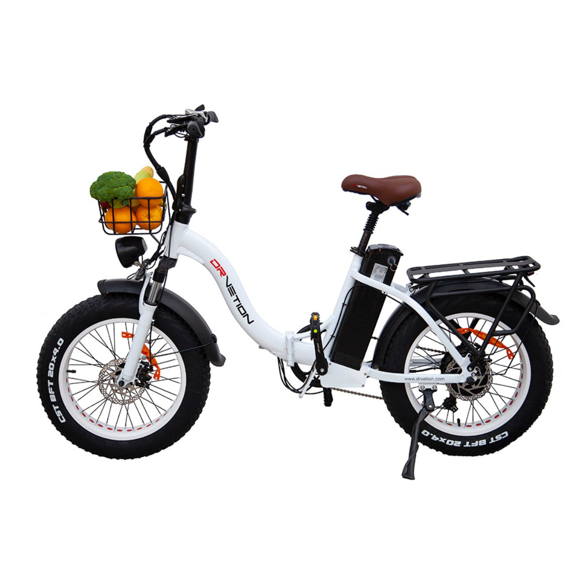DrveTion CT20 Bicicleta Elétrica - Motor 750W Bateria 48V20AH Pneus de 20" Freios a Óleo - Branco Perolado