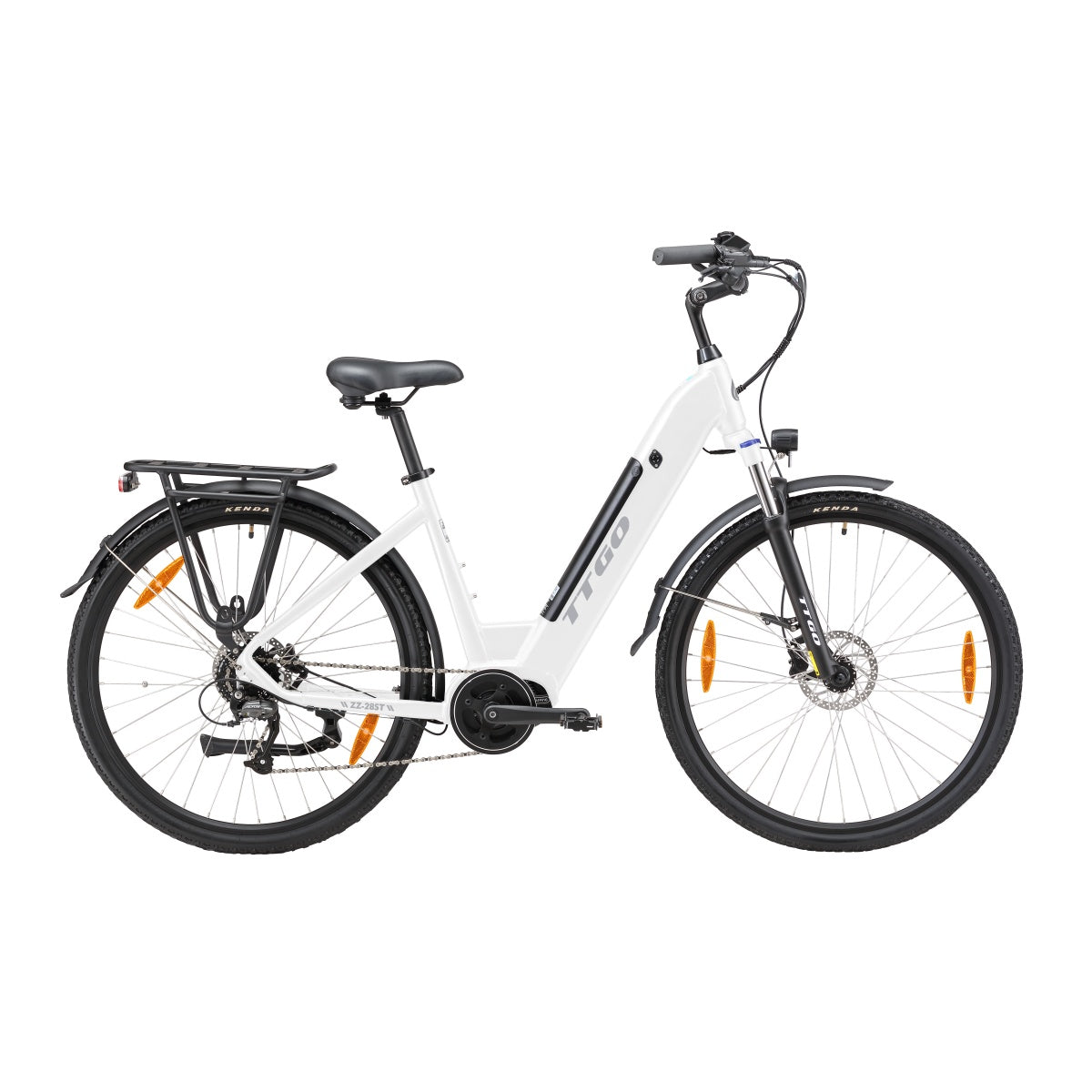 Bicicleta Elétrica TTGO ZZ-28ST - Motor 250W Bateria 36V20AH Rodas de 28 Polegadas Velocidade Máxima de 25km/h Travão a Disco - Branco