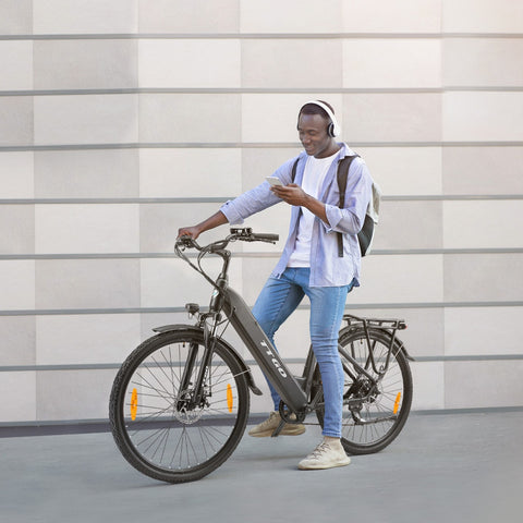 Bicicleta Elétrica TTGO HZ-28ST - Motor 250W Bateria 36V20AH Rodas de 28 Polegadas Freios Mecânicos a Disco - Preto