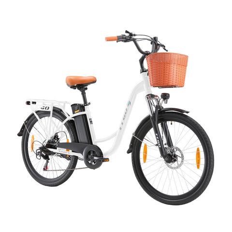 Bicicleta Elétrica TTGO YY-26ST - Motor 250W Bateria 36V14.5AH Rodas de 26 Polegadas Velocidade Máxima de 25km/h Freios Mecânicos a Disco - Branco
