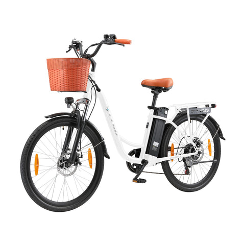 Bicicleta Elétrica TTGO YY-26ST - Motor 250W Bateria 36V14.5AH Rodas de 26 Polegadas Velocidade Máxima de 25km/h Freios Mecânicos a Disco - Branco