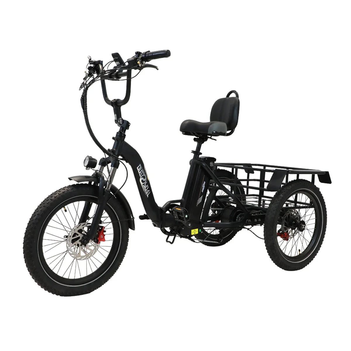 Triciclo Bicicleta Elétrica ONESPORT OT30 – Motor 500W Bateria 48V13AH Pneus de 20 Polegadas Freio a Disco Hidráulico - Preta