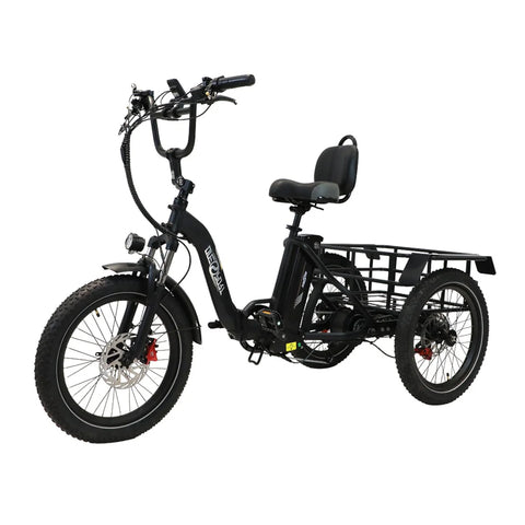 Triciclo Bicicleta Elétrica ONESPORT OT30 – Motor 500W Bateria 48V13AH Pneus de 20 Polegadas Freio a Disco Hidráulico - Preta