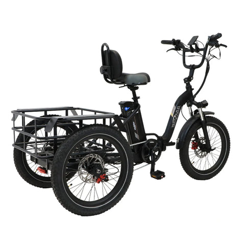 Triciclo Bicicleta Elétrica ONESPORT OT30 – Motor 500W Bateria 48V13AH Pneus de 20 Polegadas Freio a Disco Hidráulico - Preta
