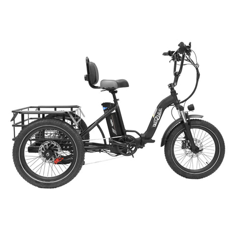 Triciclo Bicicleta Elétrica ONESPORT OT30 – Motor 500W Bateria 48V13AH Pneus de 20 Polegadas Freio a Disco Hidráulico - Preta