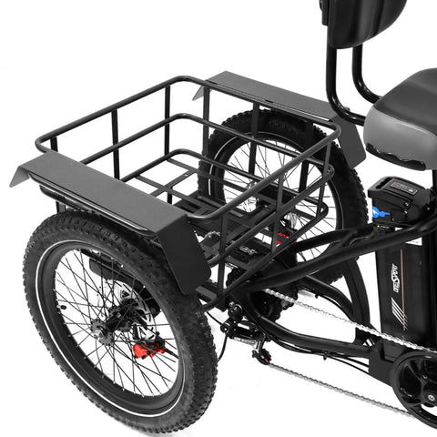 Triciclo Bicicleta Elétrica ONESPORT OT30 – Motor 500W Bateria 48V13AH Pneus de 20 Polegadas Freio a Disco Hidráulico - Preta