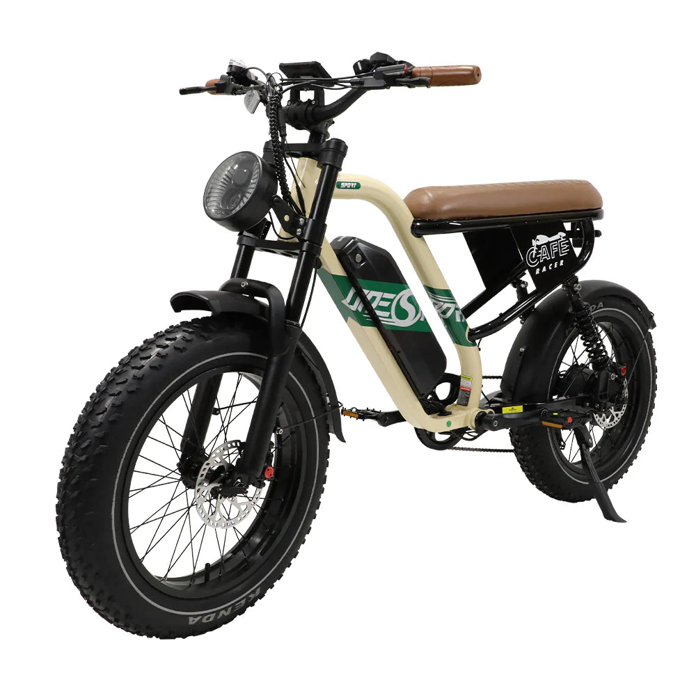 ONESPORT W66 ELECTRIC BIKE - Potência 500W Bateria 48V 13.5AH 20" Pneus Travão hidráulico - Bege Amarelo