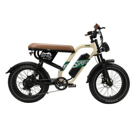 ONESPORT W66 ELECTRIC BIKE - Potência 500W Bateria 48V 13.5AH 20" Pneus Travão hidráulico - Bege Amarelo
