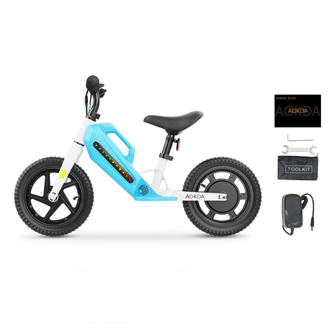 AOKDA AO-K8 Bicicleta de Equilíbrio Elétrica Crianças - Motor 180W Bateria 21.6V5.2AH Roda 12" - Azul